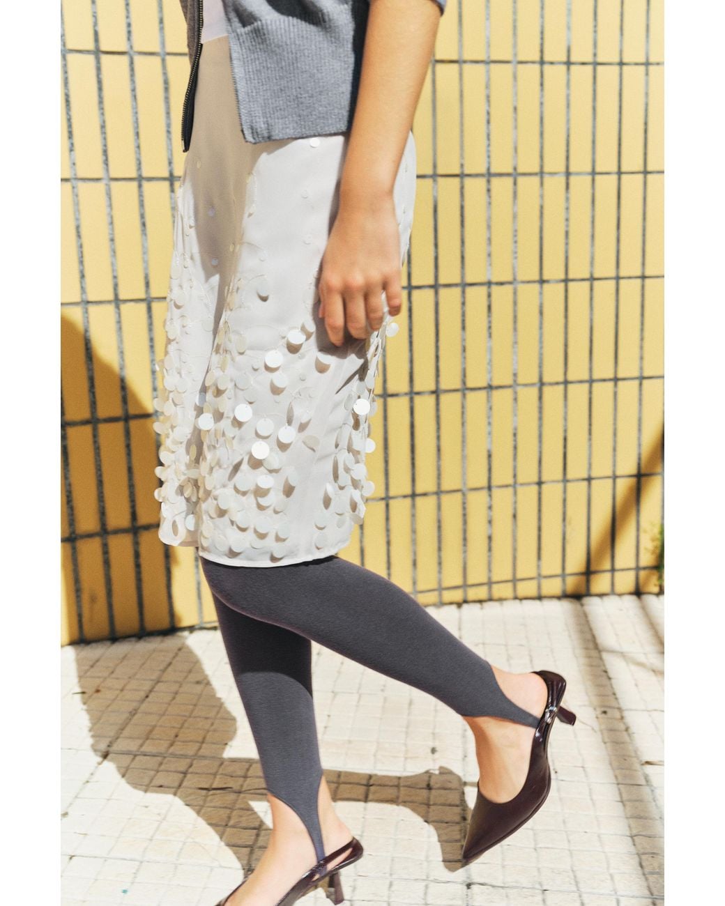 Pull&Bear Natural Straight Sequin Midi Skirt