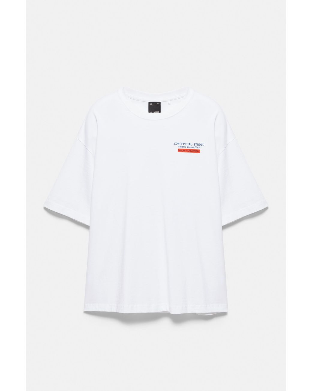Pull&Bear Blue Conceptual Studio Relaxed Graphic T-Shirt for men