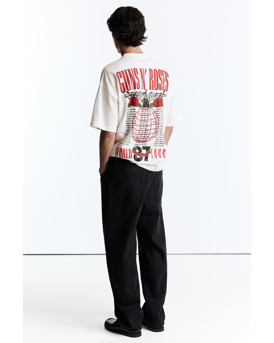 Pull&Bear White Guns N' Roses T-Shirt for men