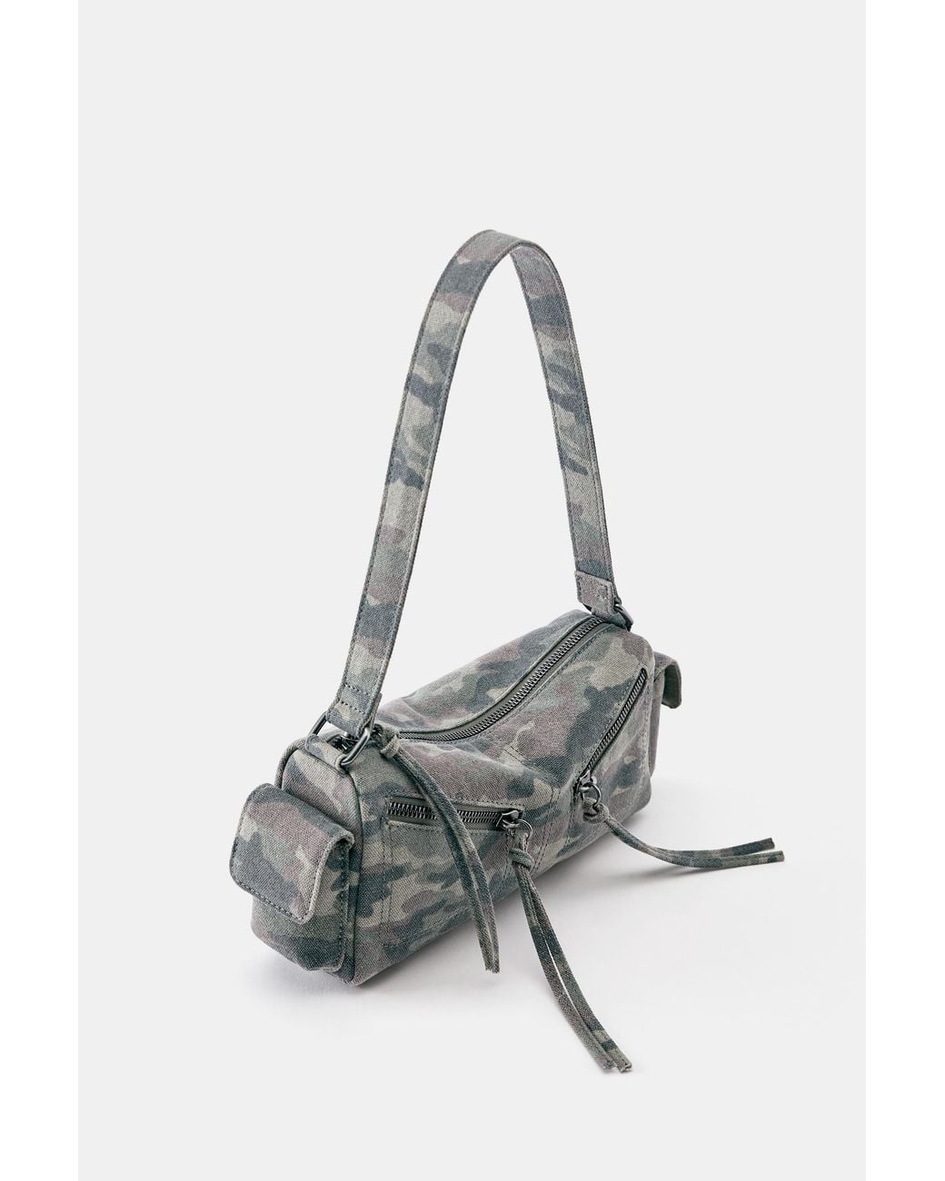Pull&Bear White Printed Multipocket Shoulder Bag