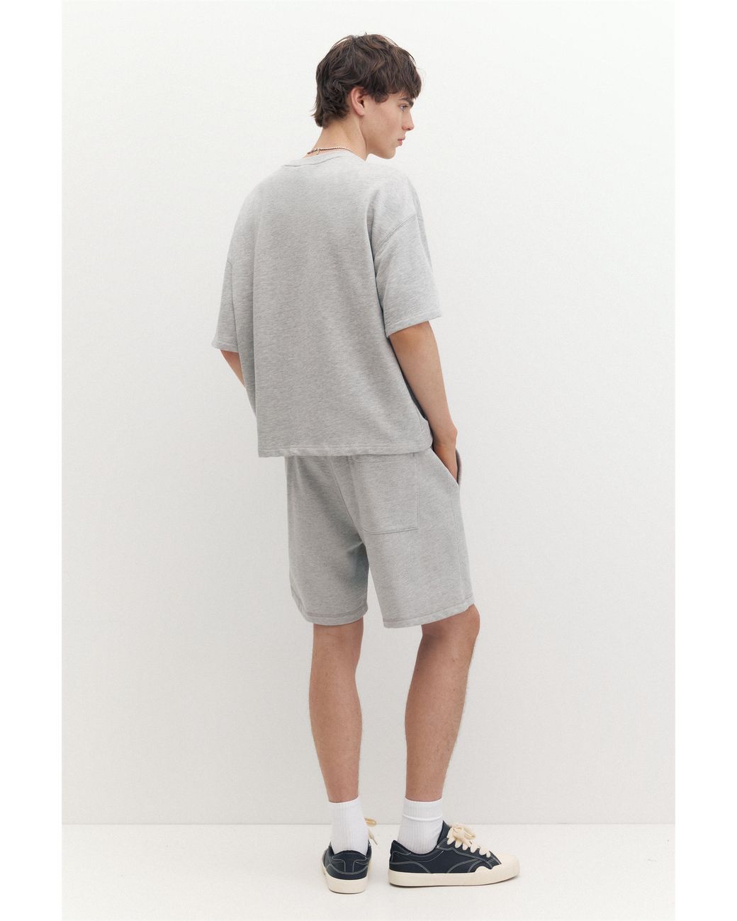 Pull&Bear Gray Stwd Jogger Bermuda Shorts for men