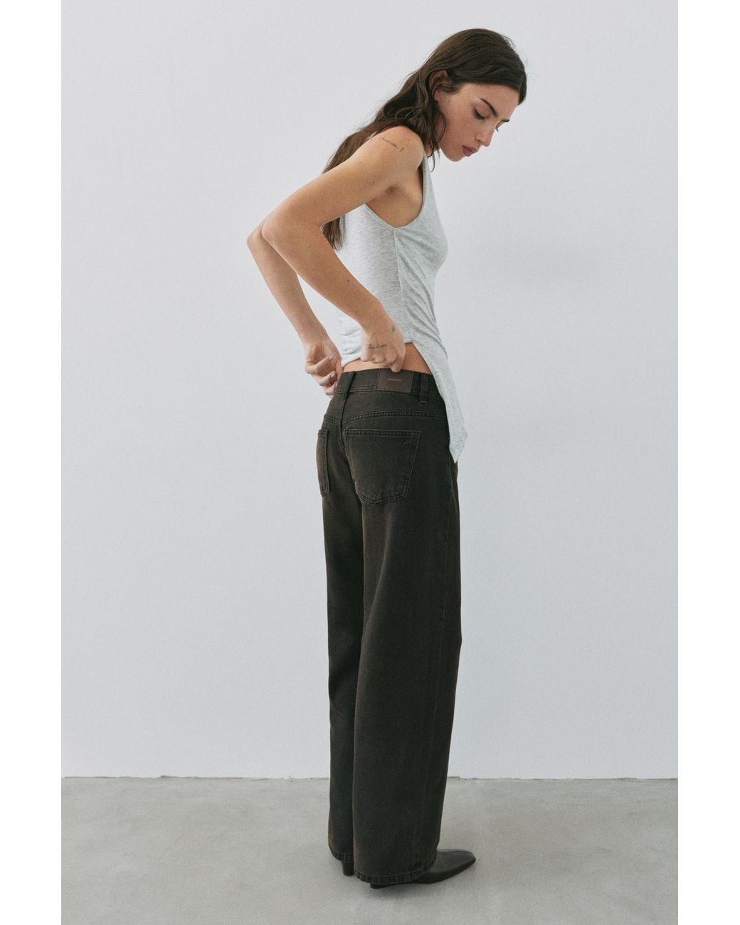 Pull&Bear Gray Low-Rise Straight-Leg Jeans