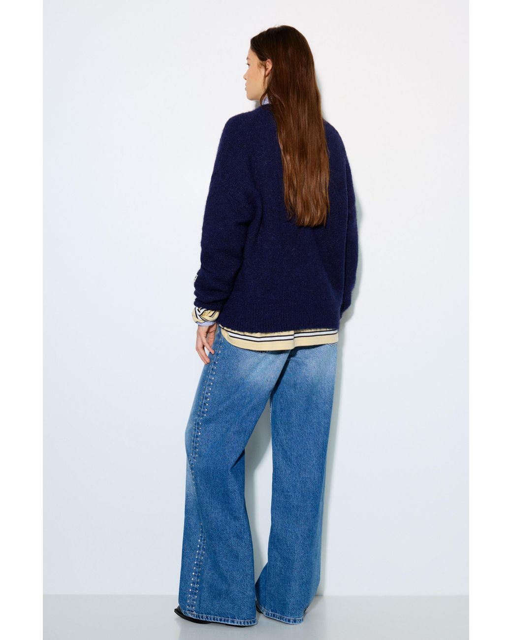 Pull&Bear Blue Basic Round Neck Jumper