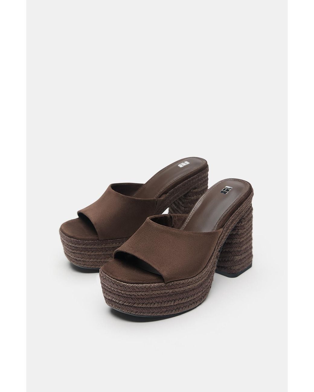 Pull&Bear Blue Jute Platform Clogs