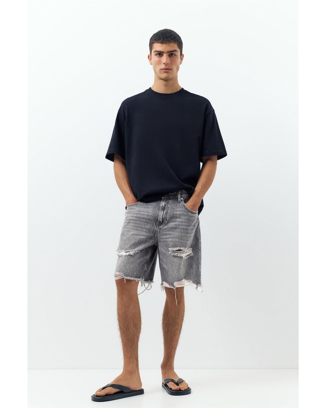 Pull&Bear Multicolor Straight-Leg Denim Bermuda Shorts for men