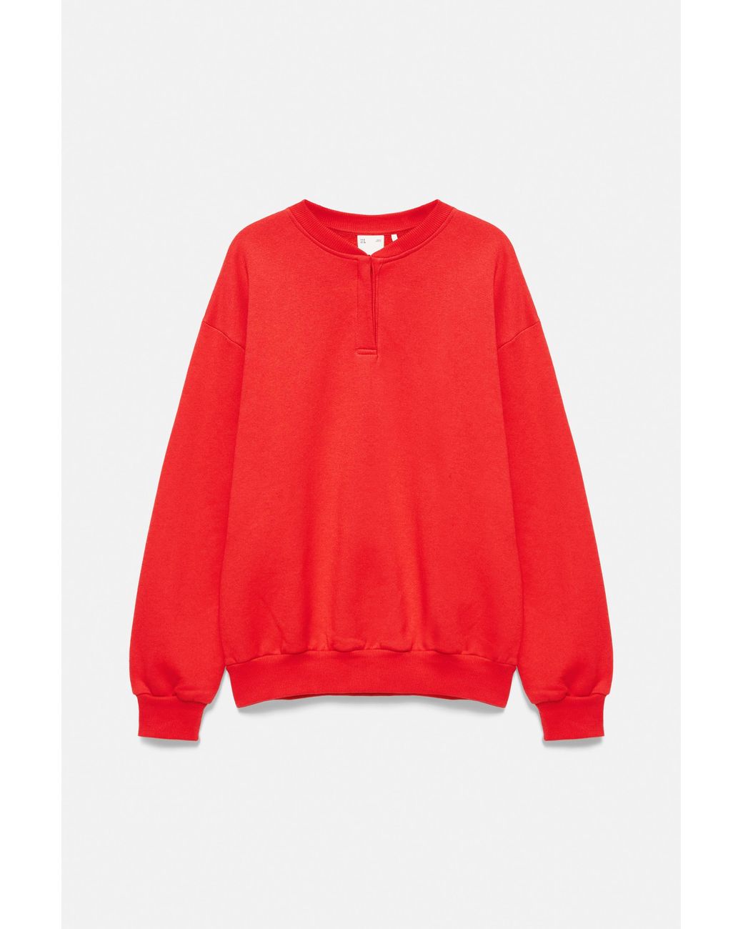Sweat À Col Henley Et Boutons Pull&Bear en coloris Red