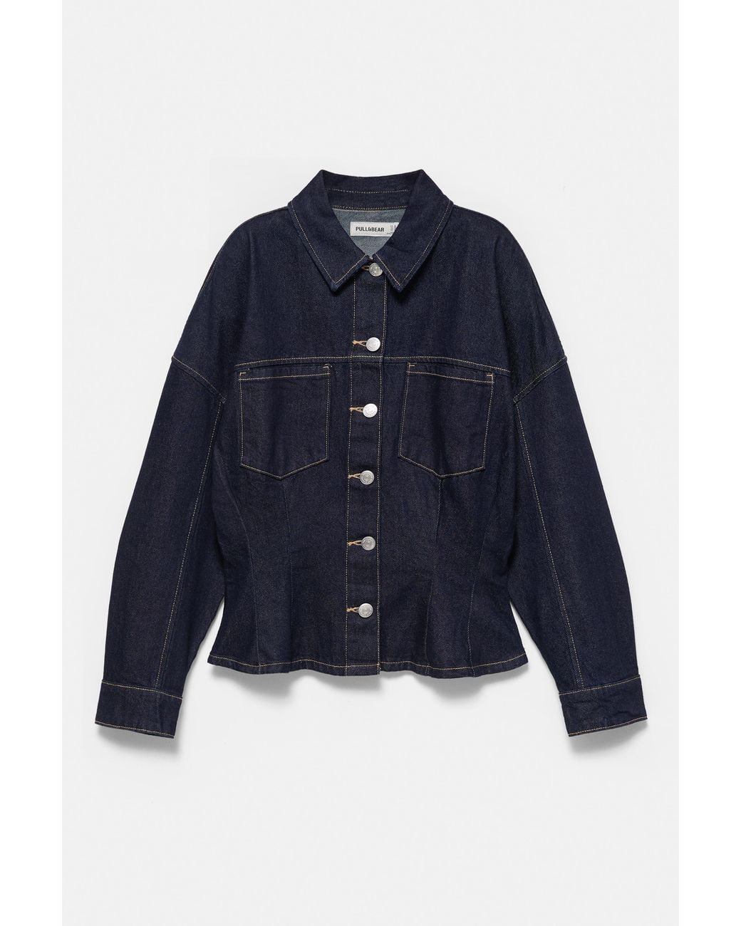 Pull&Bear Blue Fitted Denim Shirt