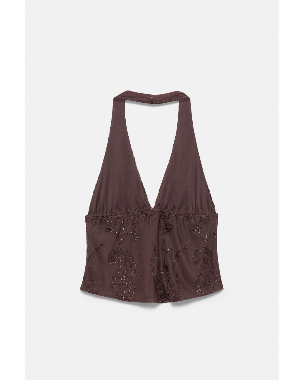 Top Halter Paillette di Pull&Bear in Brown