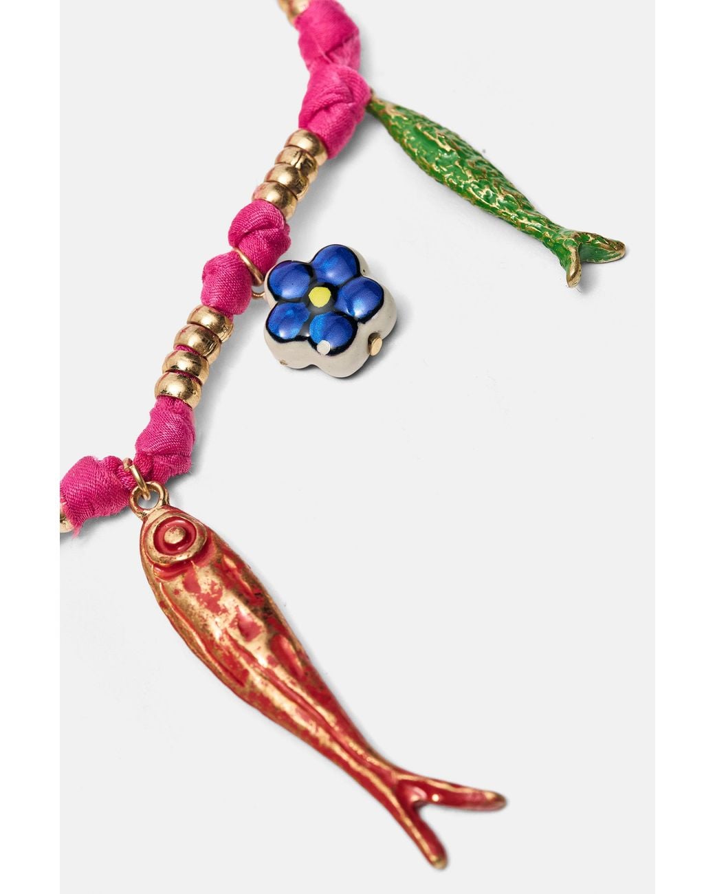 Pull&Bear Pink Fish Bow Necklace