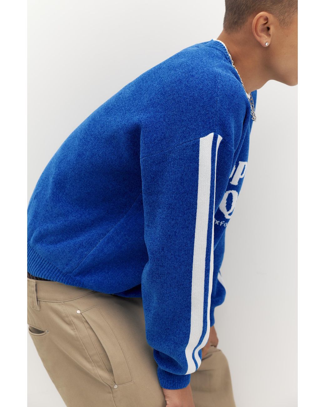 Pull&Bear Blue Stwd Graphic Jumper for men
