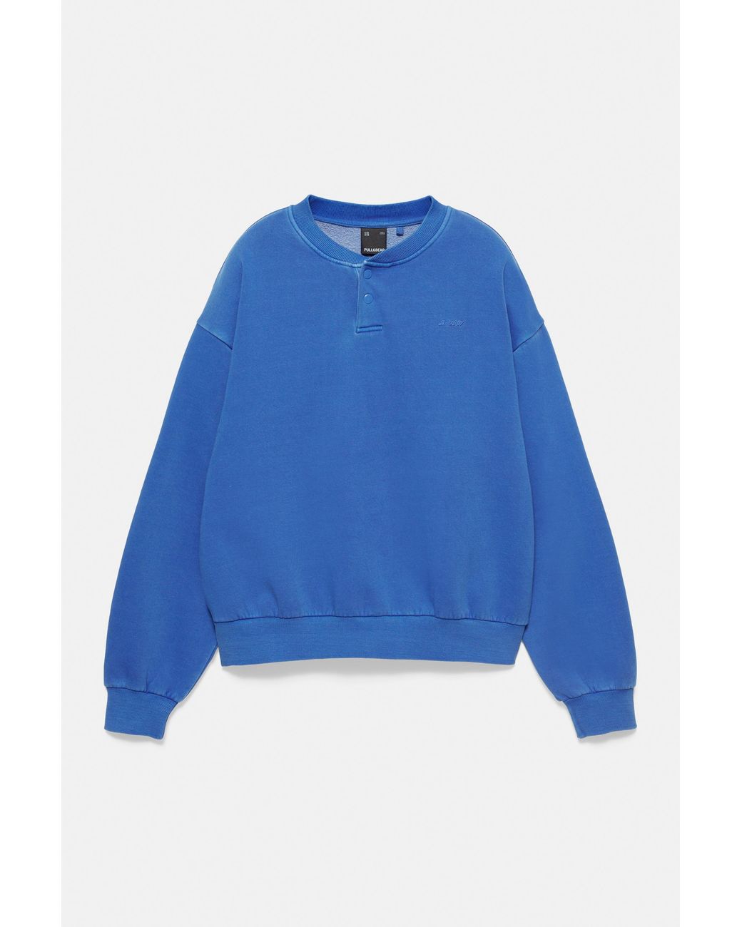 Pull&Bear Blue Henley Sweatshirt for men