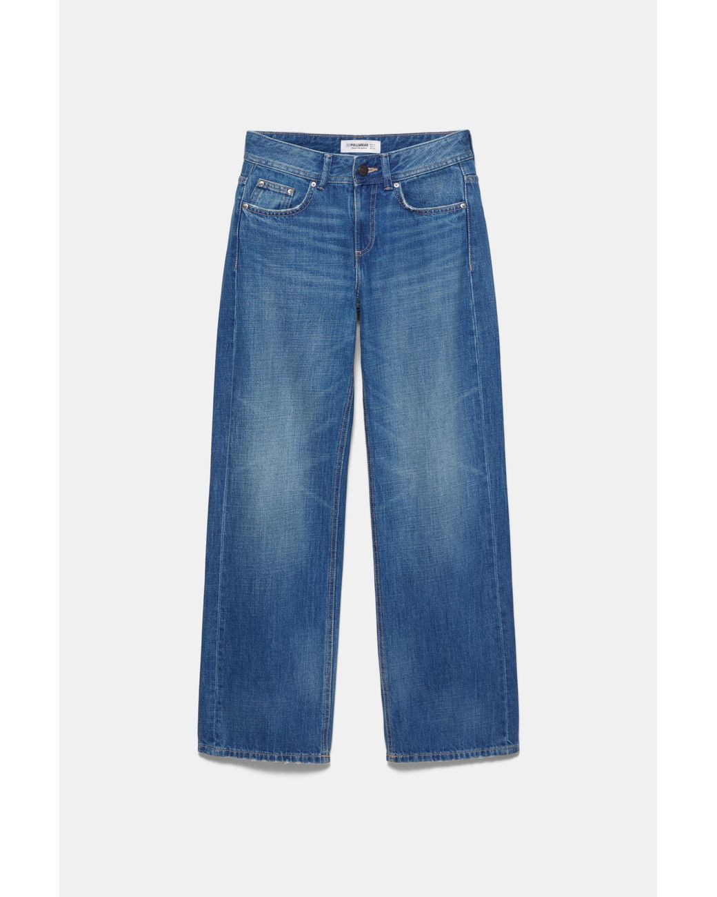 Pull&Bear Blue Low-Rise Straight-Leg Jeans