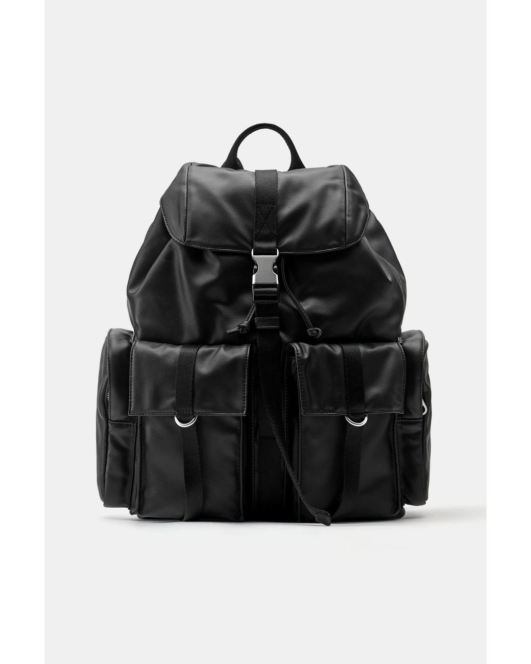 Pull&Bear Blue Suede Multipocket Backpack for men