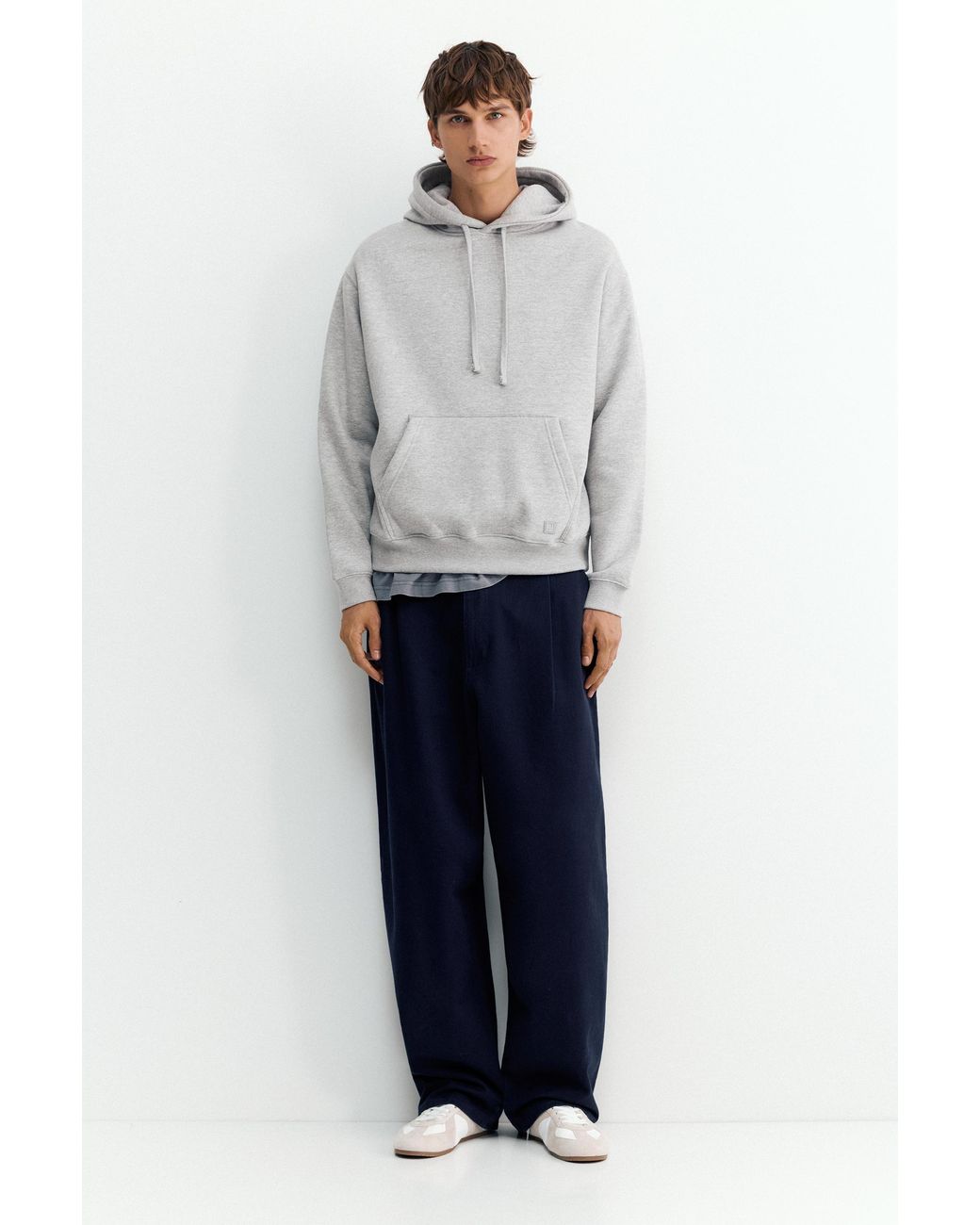 Pull&Bear Gray Basic Hoodie for men