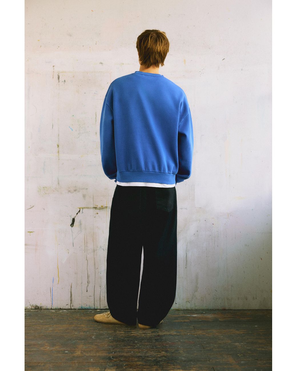 Pull&Bear Blue Henley Sweatshirt for men
