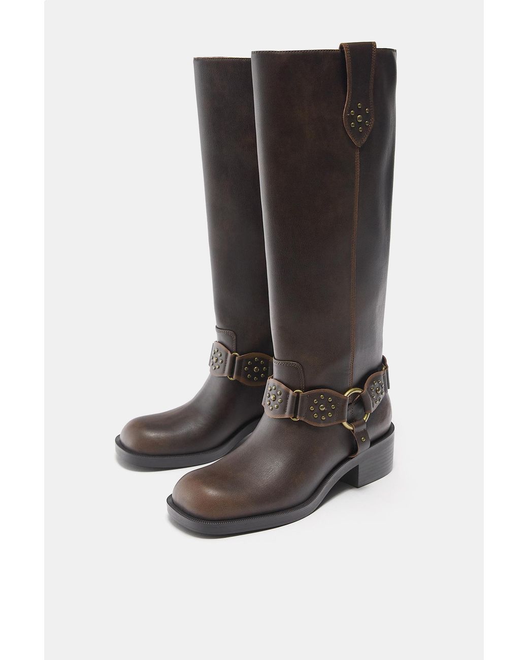 Pull&Bear Blue Biker-Boots Mit Nieten