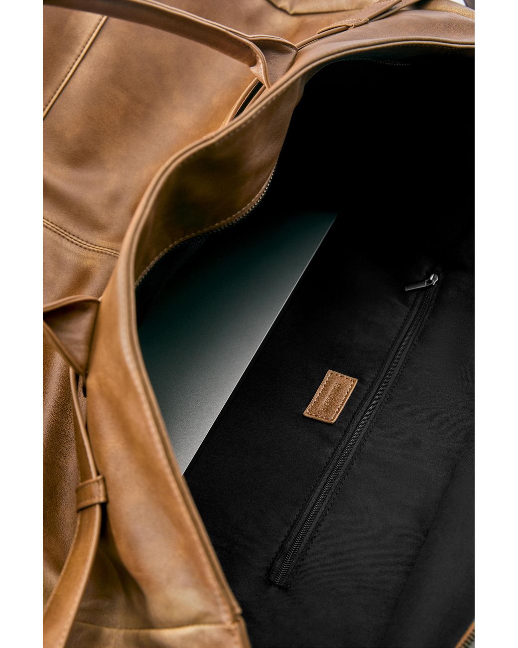 Pull&Bear Brown Distressed Shopper Bag With Buckle for men