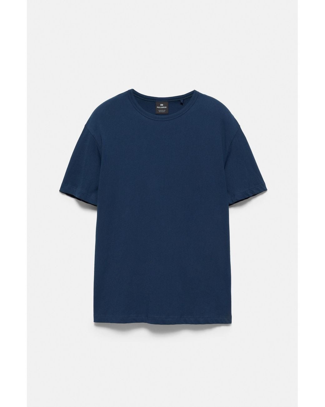 Pull&Bear Blue Slim Fit Basic T-Shirt for men