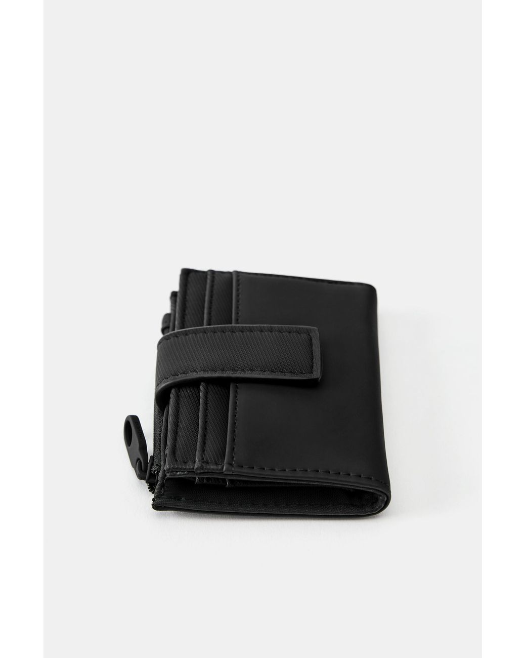 Pull&Bear Black Rubberised Wallet for men