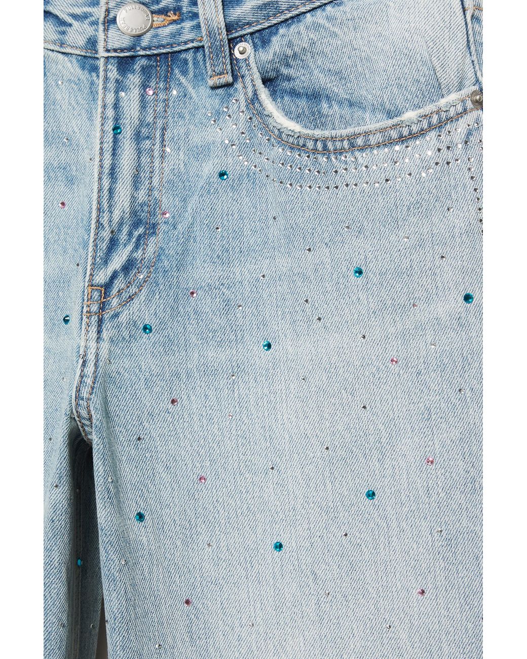 Jean Wide Leg À Strass Pull&Bear en coloris Blue