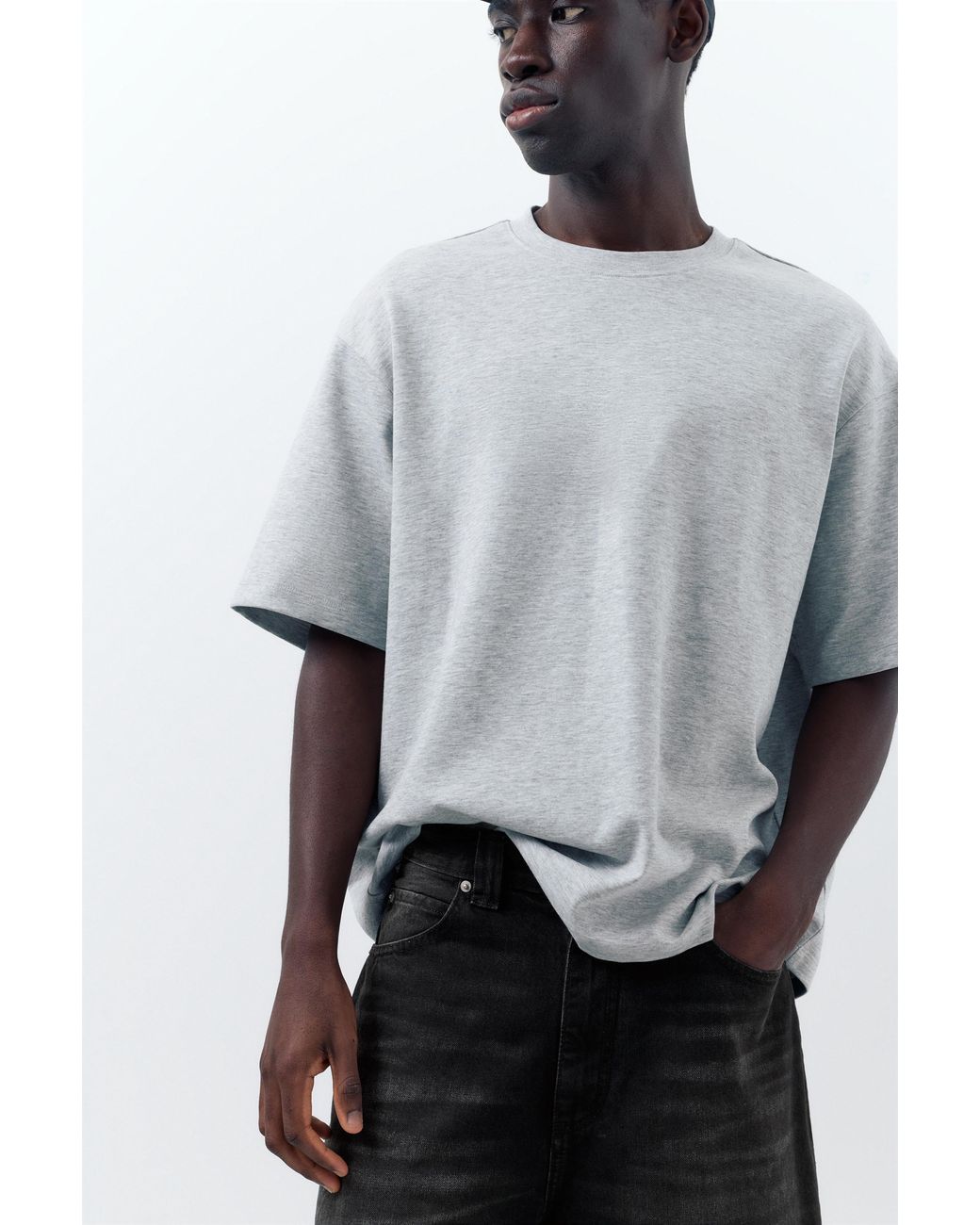 Pull&Bear Gray Skater Denim Bermuda Shorts for men
