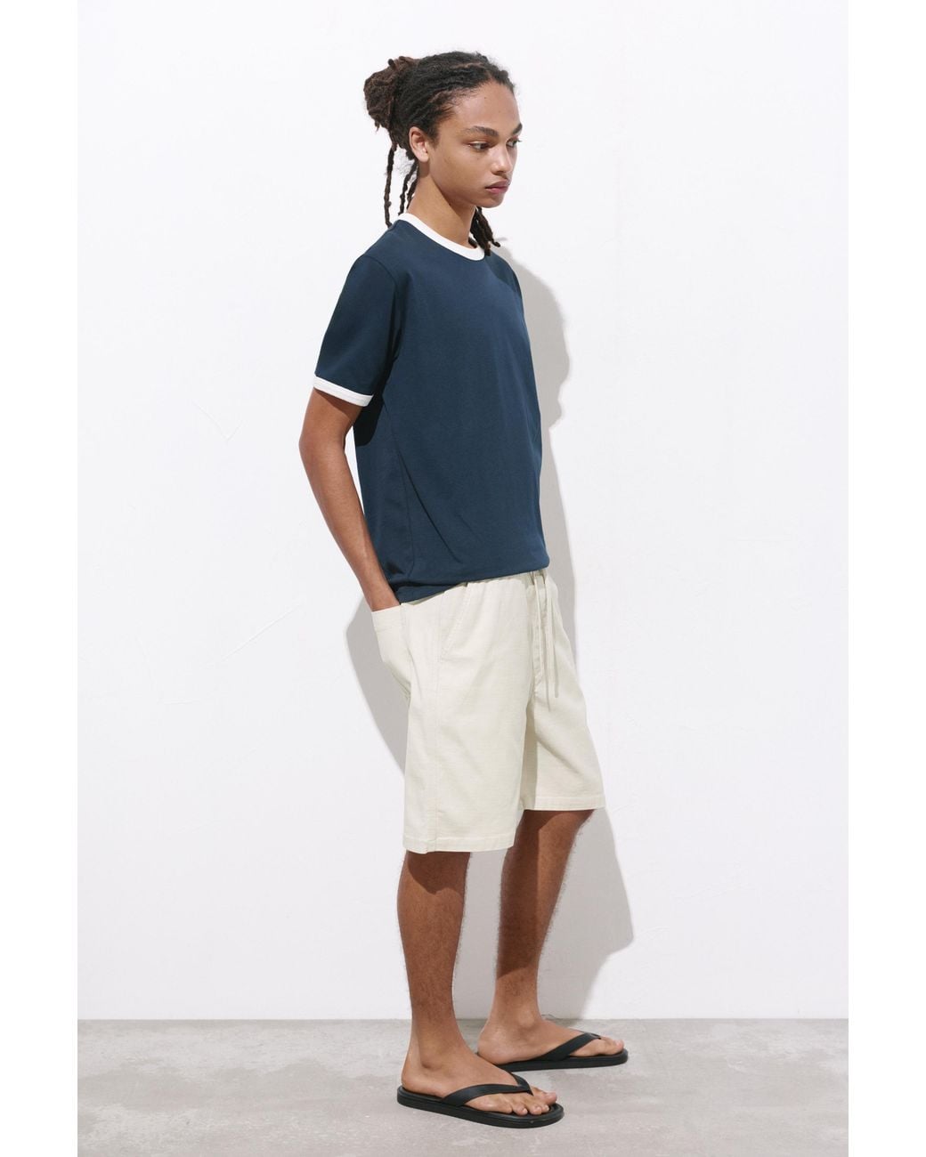 Pull&Bear Blue Bermuda Sweat Shorts for men