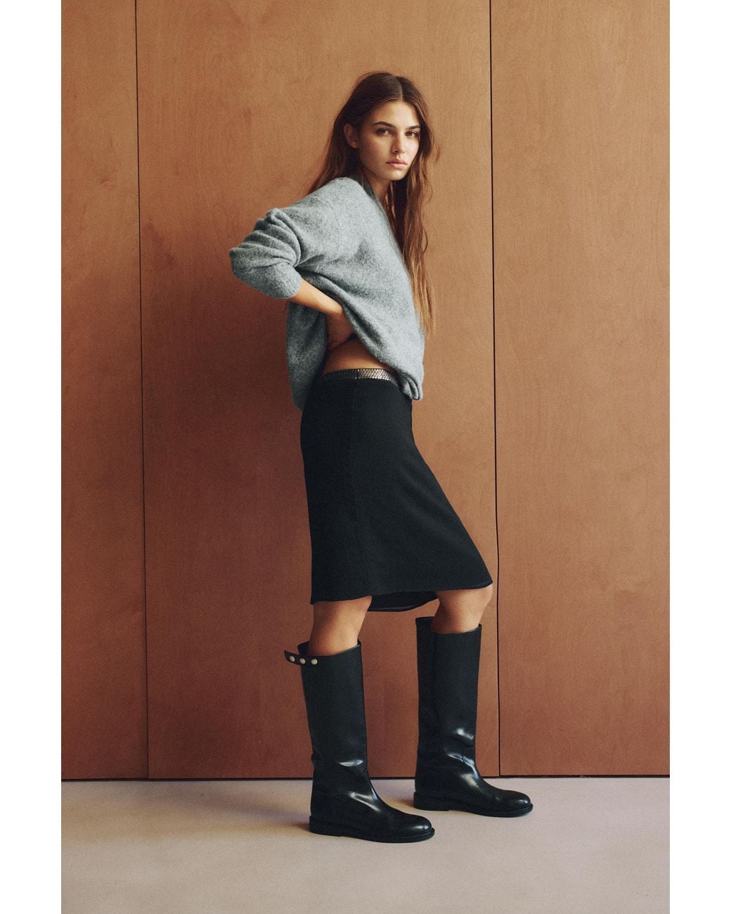 Pull&Bear Blue Straight Sequin Midi Skirt