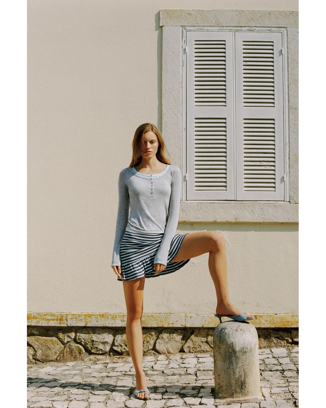Pull&Bear Multicolor Striped Ruffled Mini Skirt