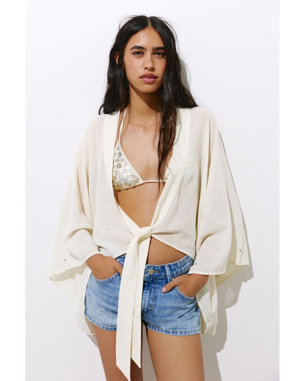 Pull&Bear Kimono Met Spiegels in het Black