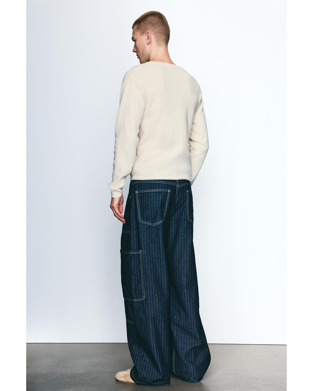 Pull&Bear Natural Henley Collar Jumper for men