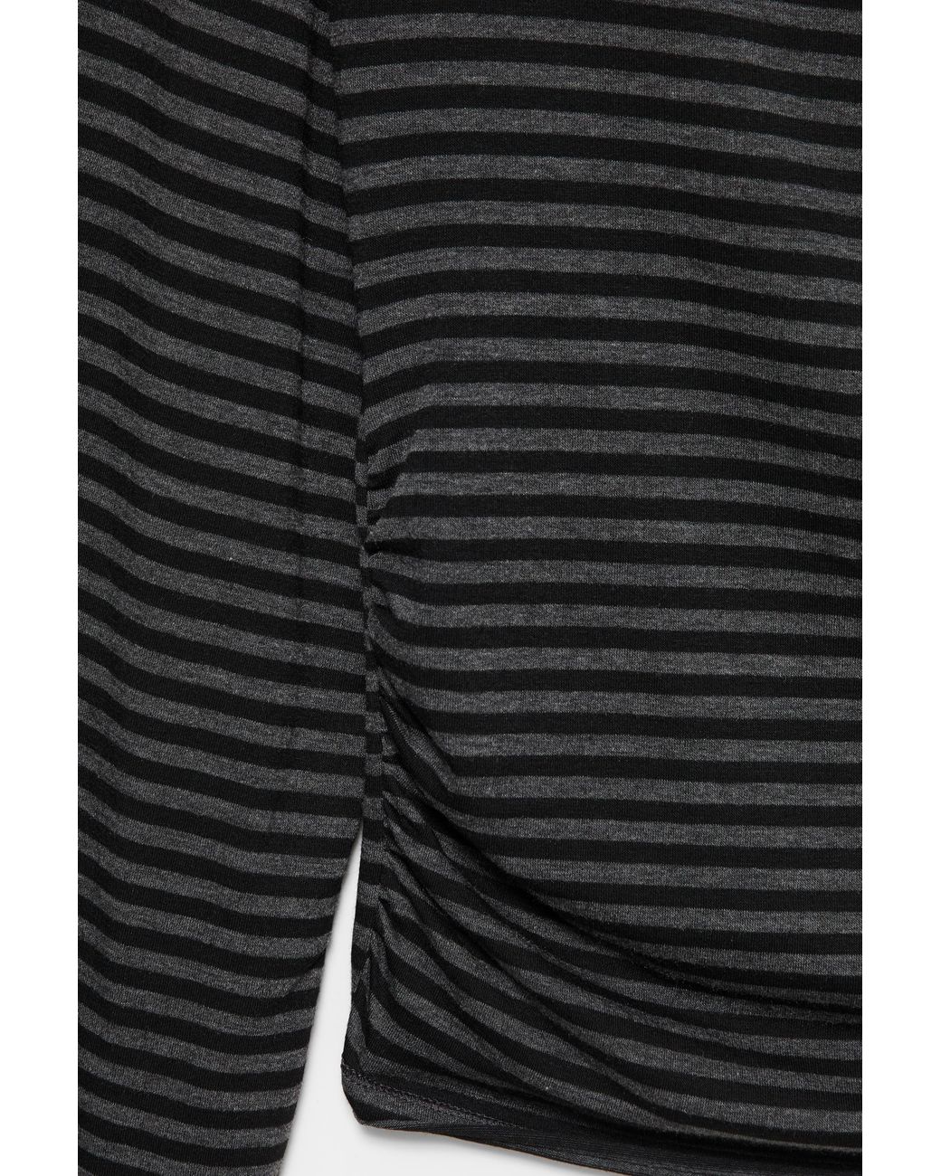 Pull&Bear Black Asymmetric Striped T-Shirt