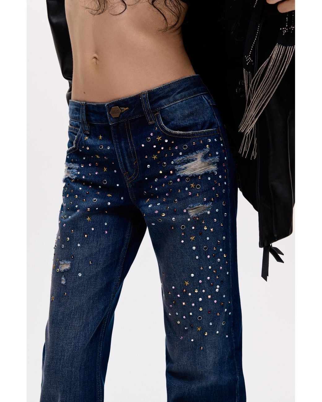Pull&Bear Blue Rhinestone Boot-Cut Jeans Oscar Ouyang