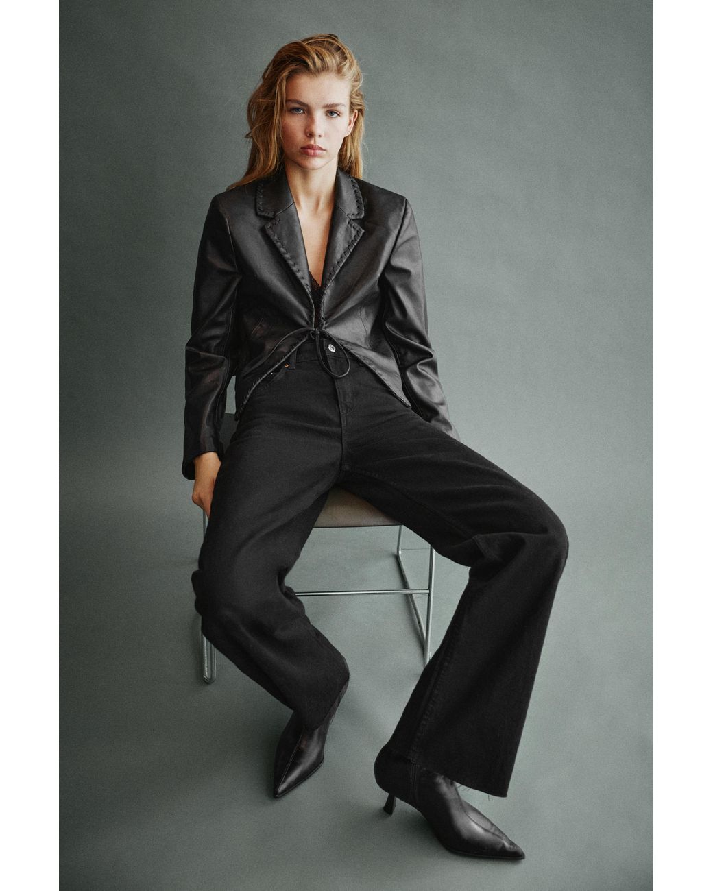 Pull&Bear Getailleerde Blazer Met Leereffect in het Gray