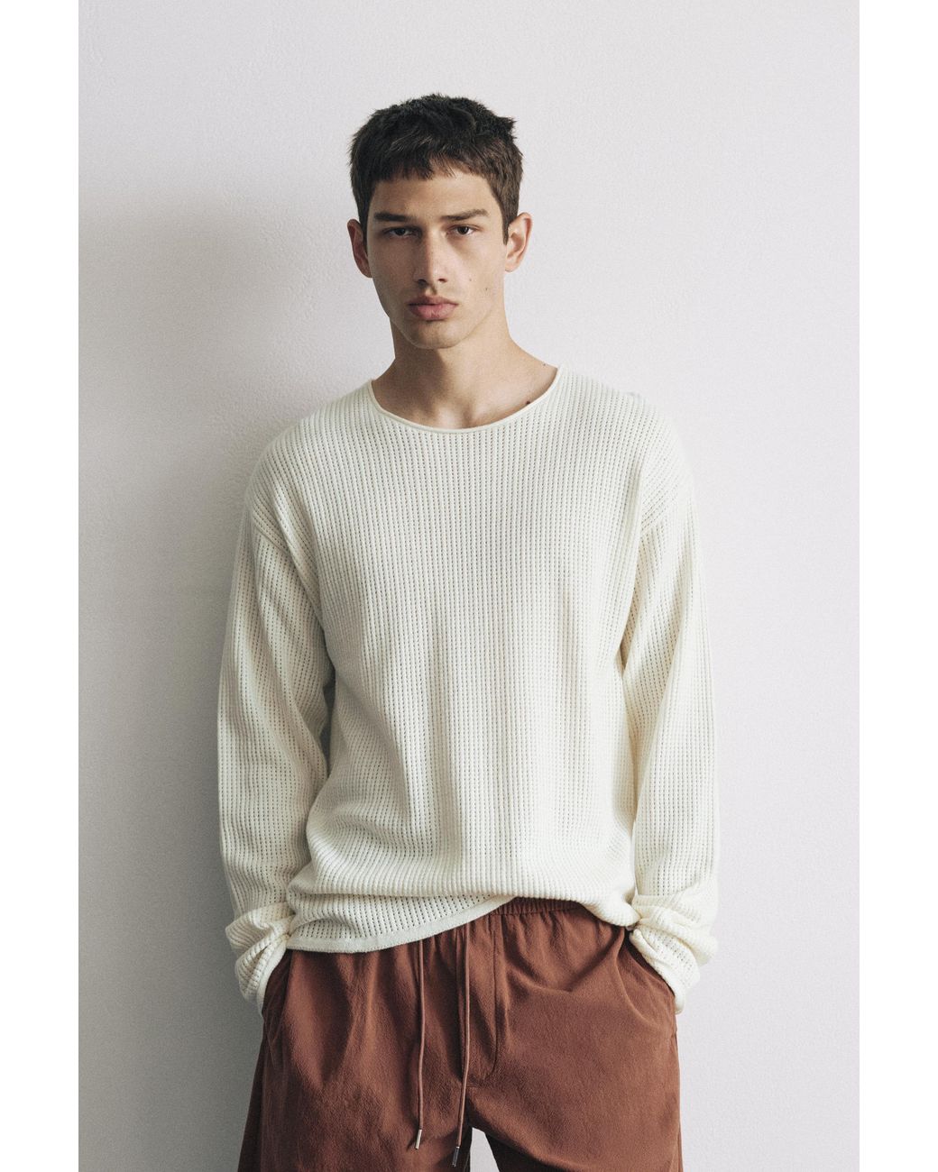 Pull&Bear Pullover Mit Lockerem Strickmuster in Gray für Herren