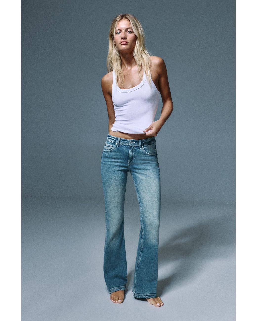 Pull&Bear Blue Low-Rise Boot-Cut Jeans