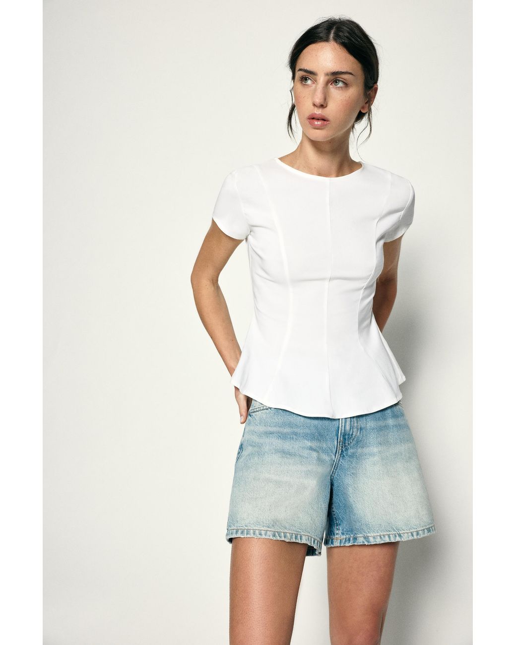 Pull&Bear Blue Peplum Top