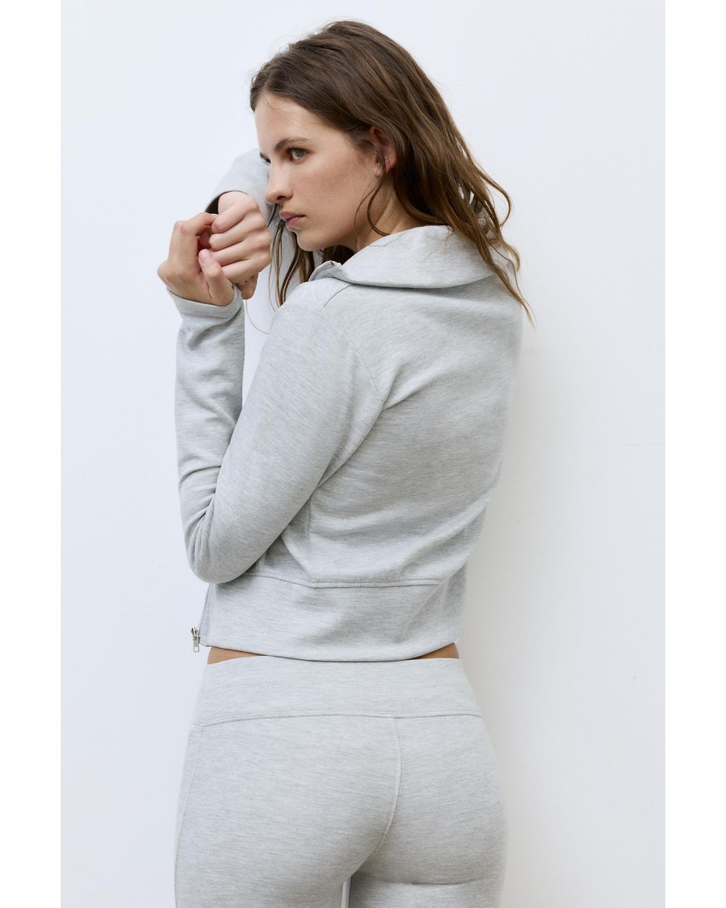 Pull&Bear Gray Zip-Up Jacket