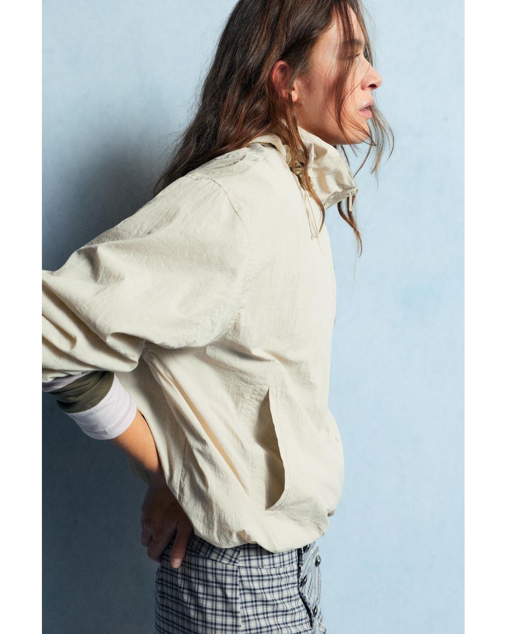 Pull&Bear Natural Lightweight Hooded Jacket