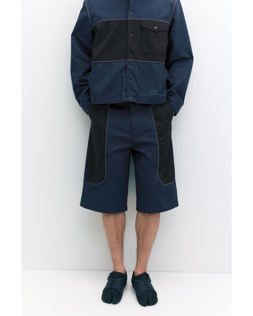 Pull&Bear Blue Pleasures X Stwd Panelled Bermuda Shorts for men