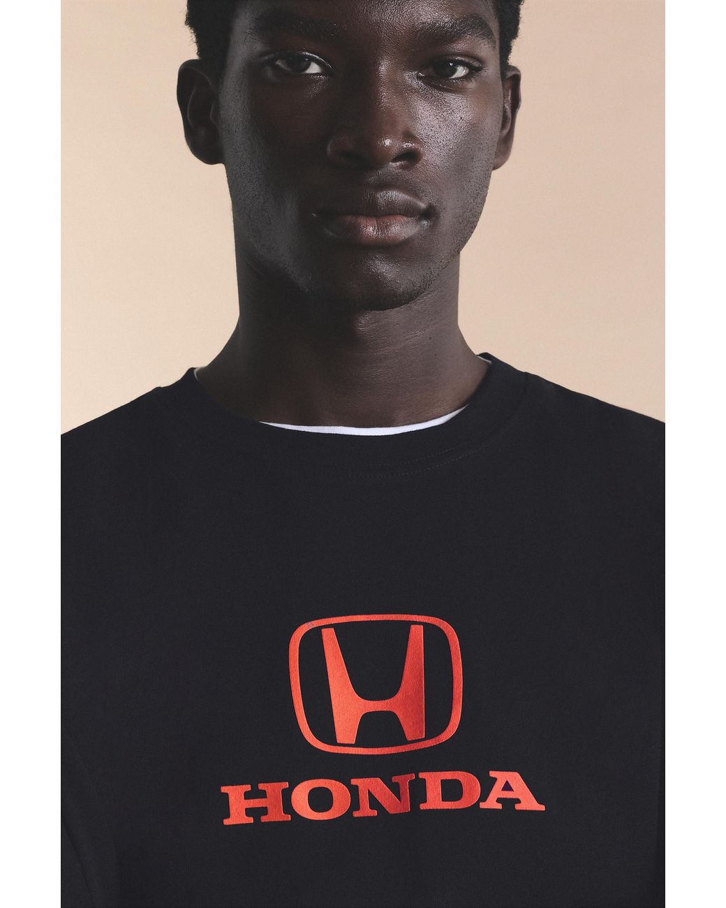 Pull&Bear Black Honda Relaxed Fit Logo T-Shirt for men