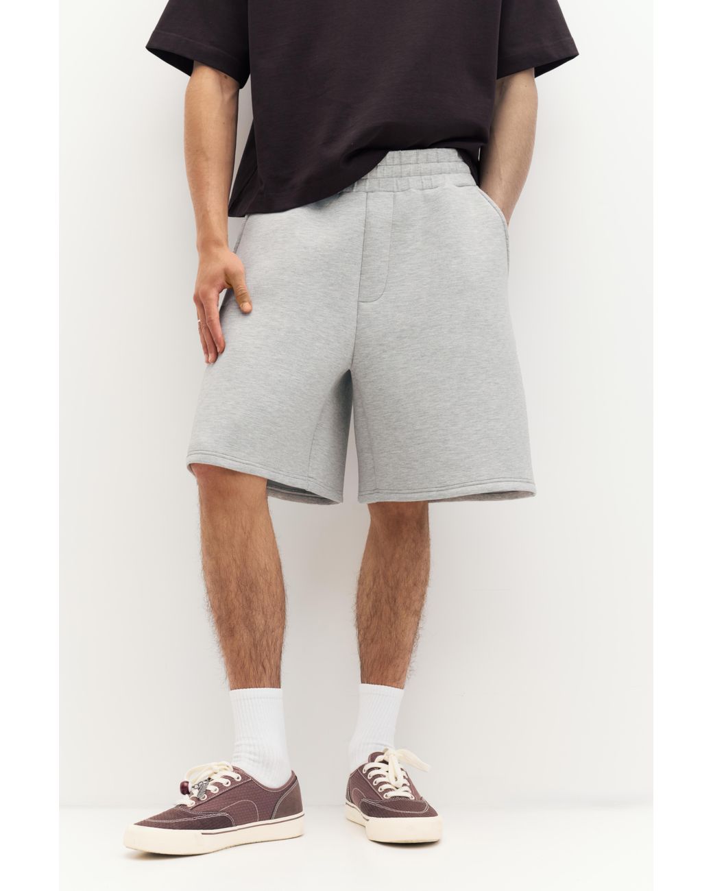 Pull&Bear Blue Neoprene-Effect Jogger Bermuda Shorts for men