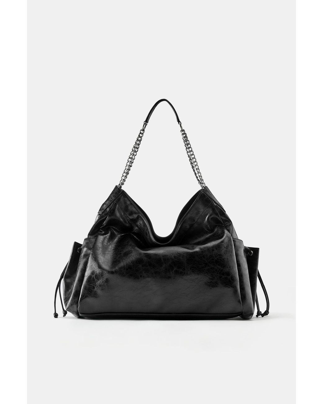 Pull&Bear Black Suede Chain Shopper Bag