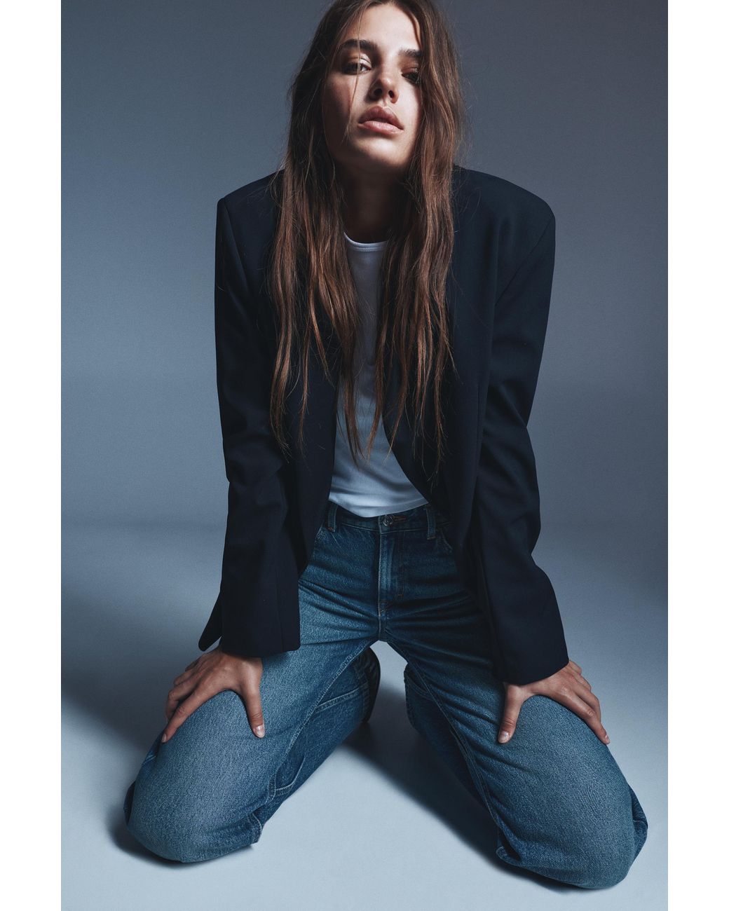Pull&Bear Blue High-Waist Wide Straight-Leg Jeans