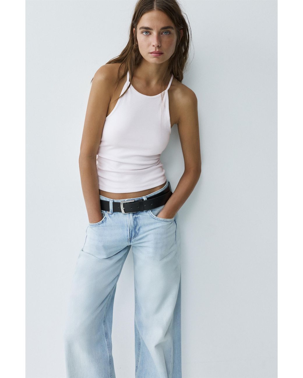 Pull&Bear White Halter-Neck Strappy Back Top