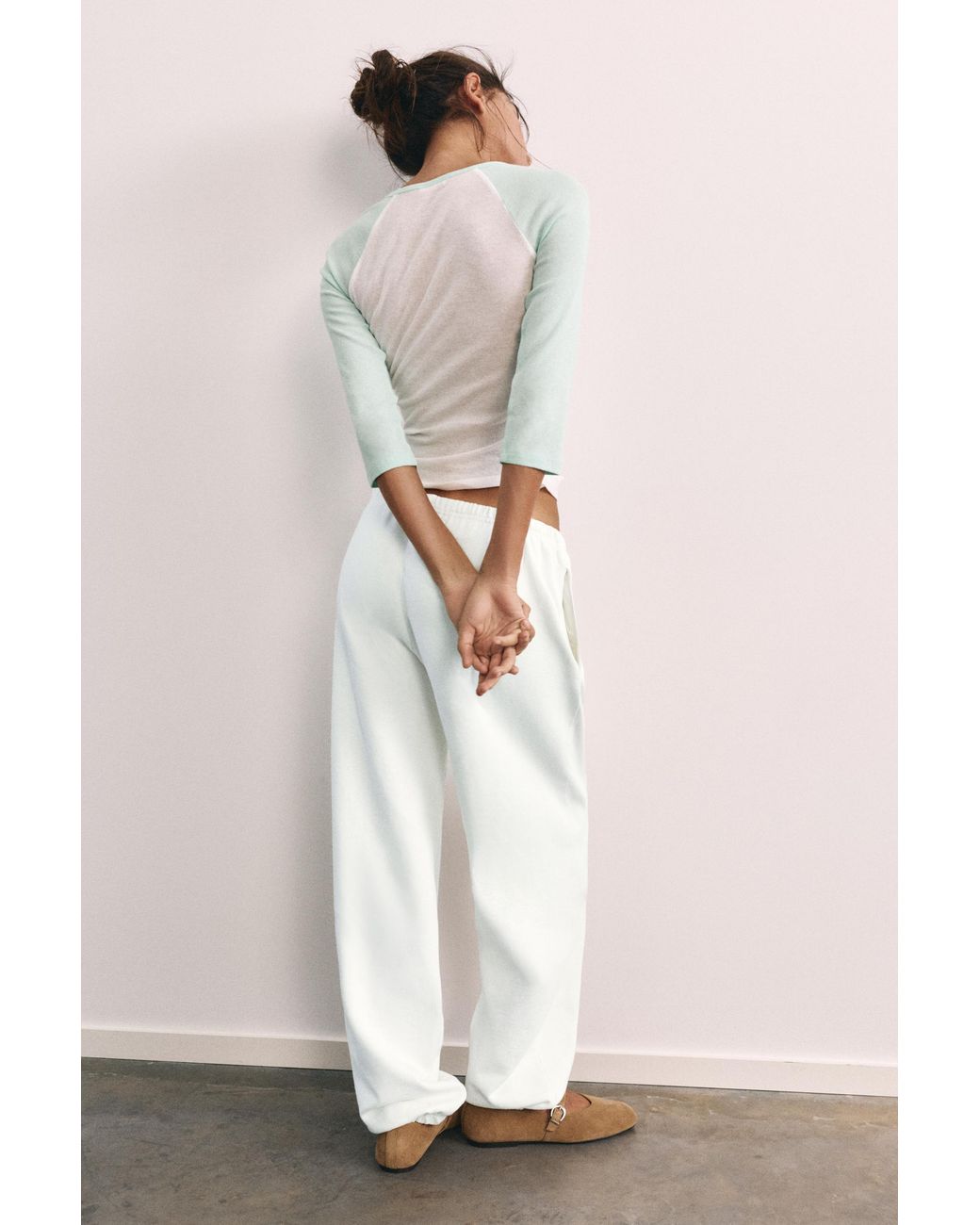 Pull&Bear White Basic Joggers