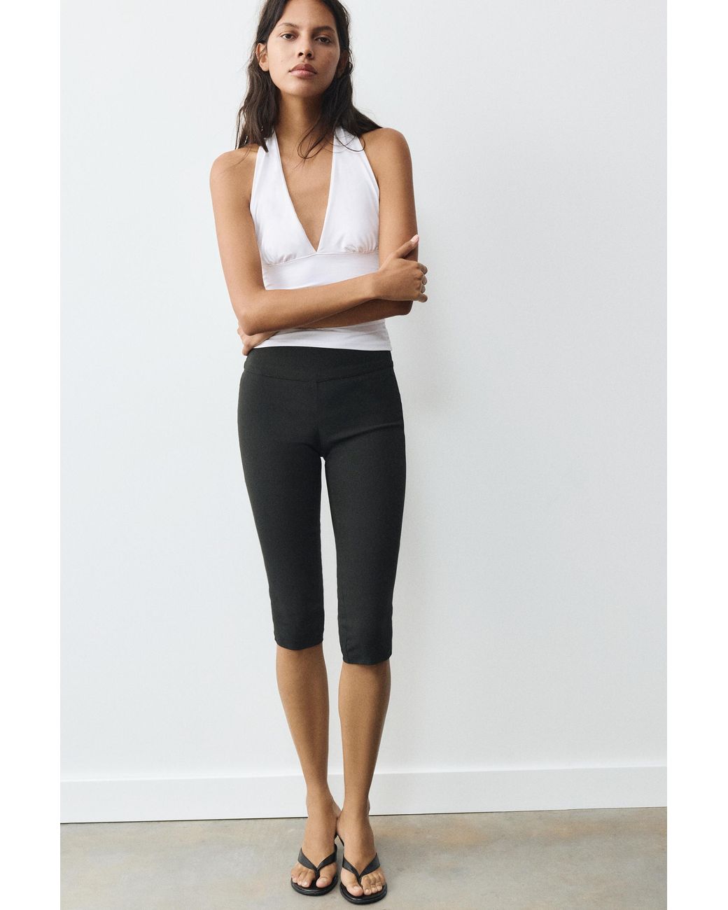 Pull&Bear White Halter Neck Top With Gathering