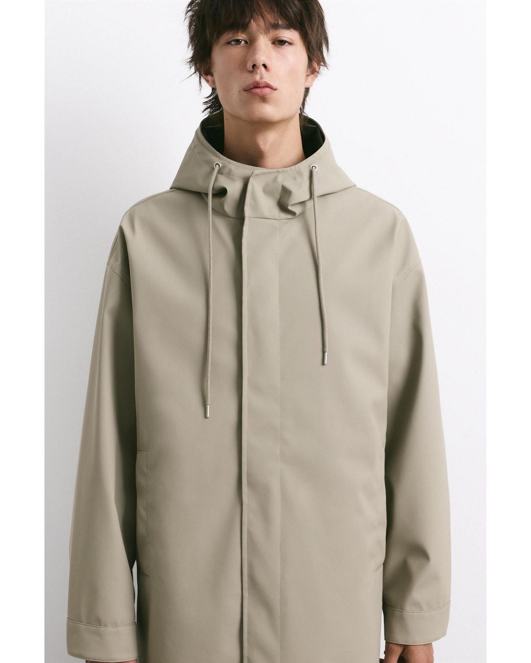 Coupe-Vent Long À Capuche Pull&Bear pour homme en coloris Gray