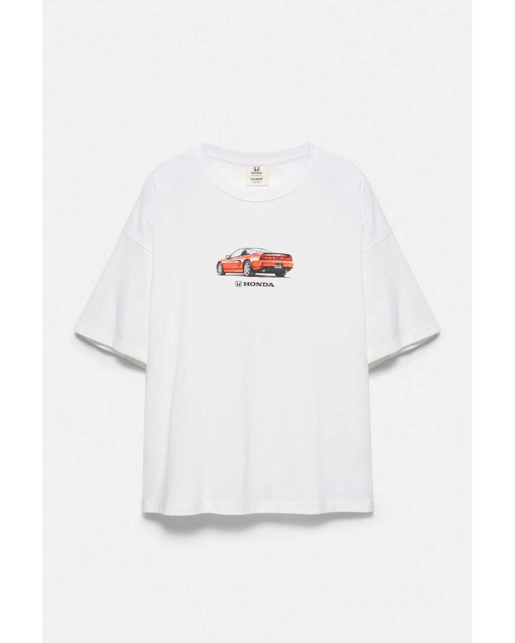 Pull&Bear White Honda Car Graphic T-Shirt for men