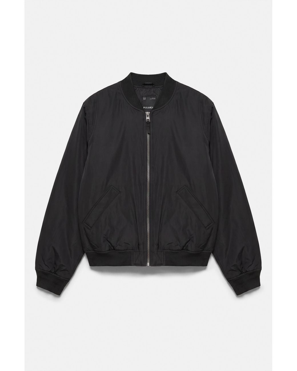 Pull&Bear Black Padded Bomber Jacket for men