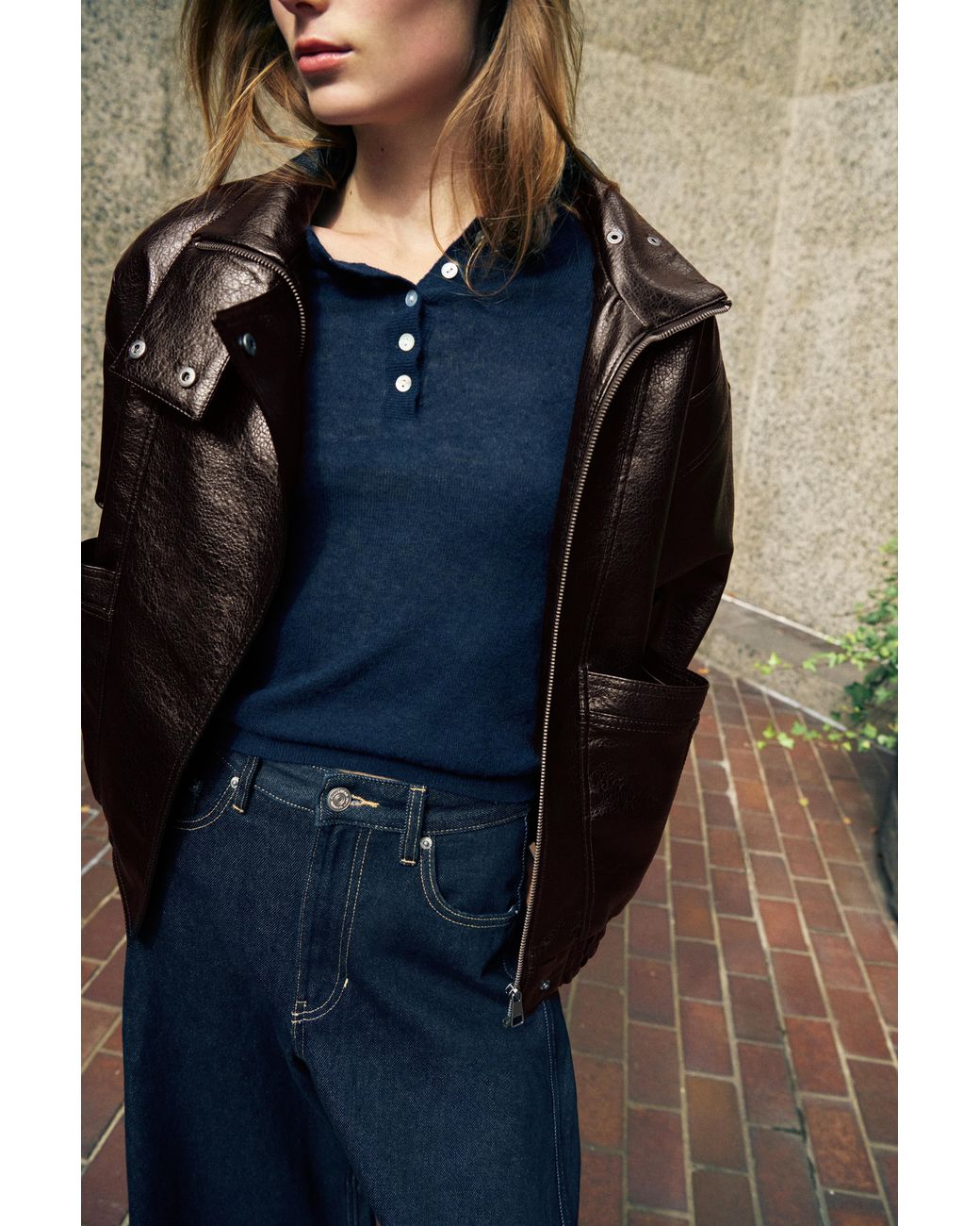 Pull Fin Col Henley Pull&Bear en coloris Blue